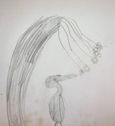Bird checking flowers